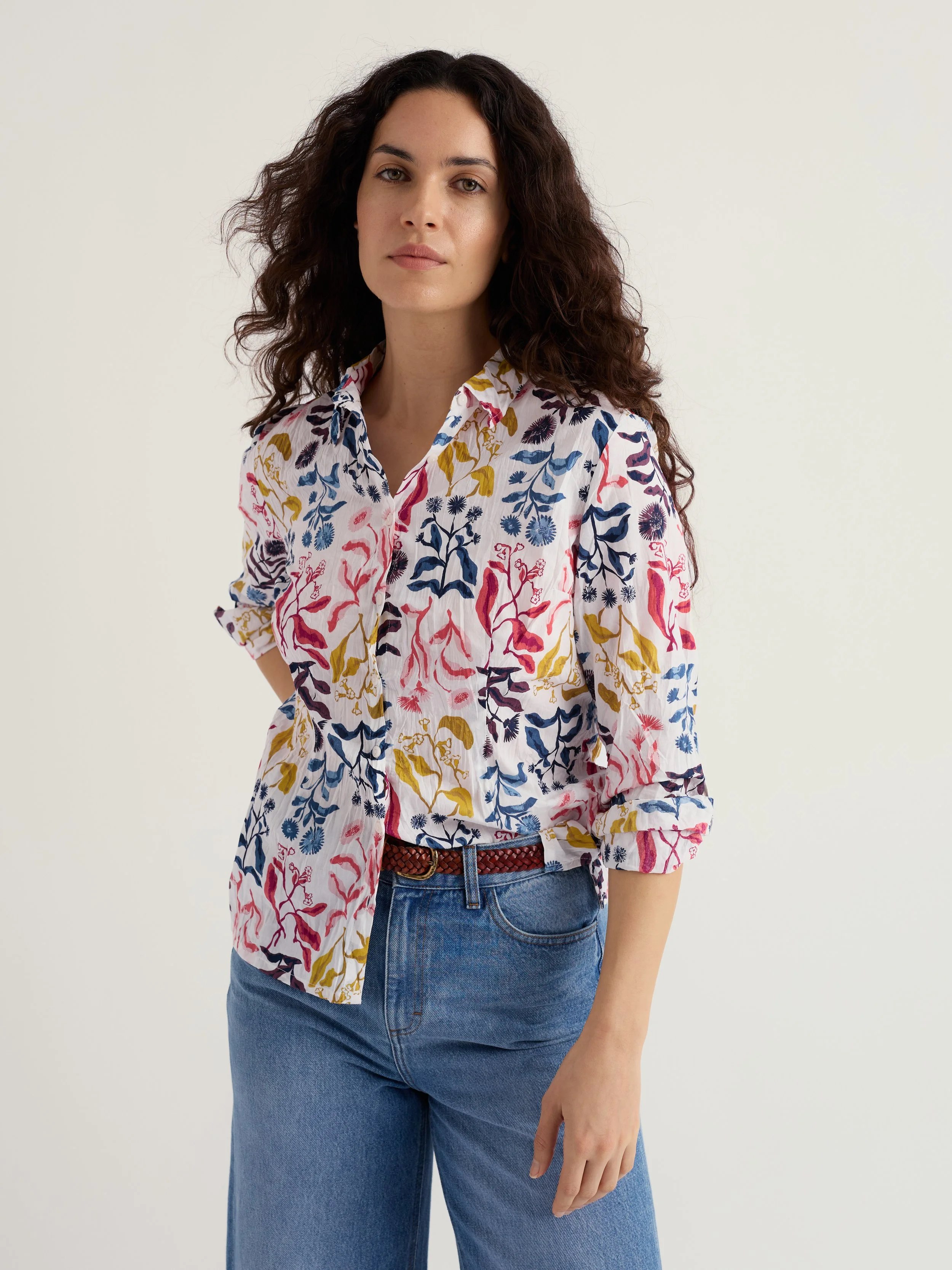 Seasalt-Larissa Shirt - Inky Botanical Tansy - CottonWool (4).jpg