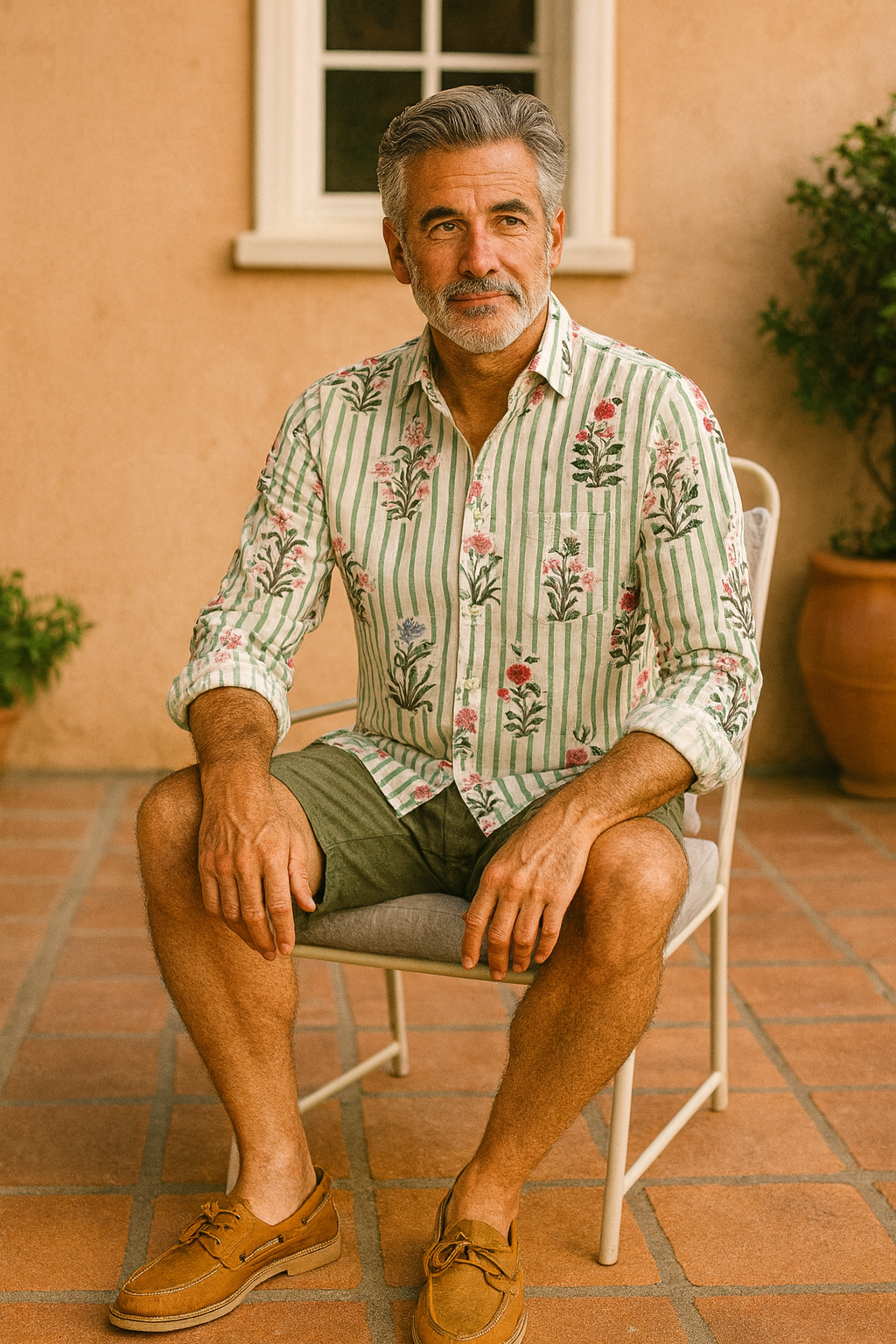 Cochin Blue Jardin Green Long Sleeve Shirt