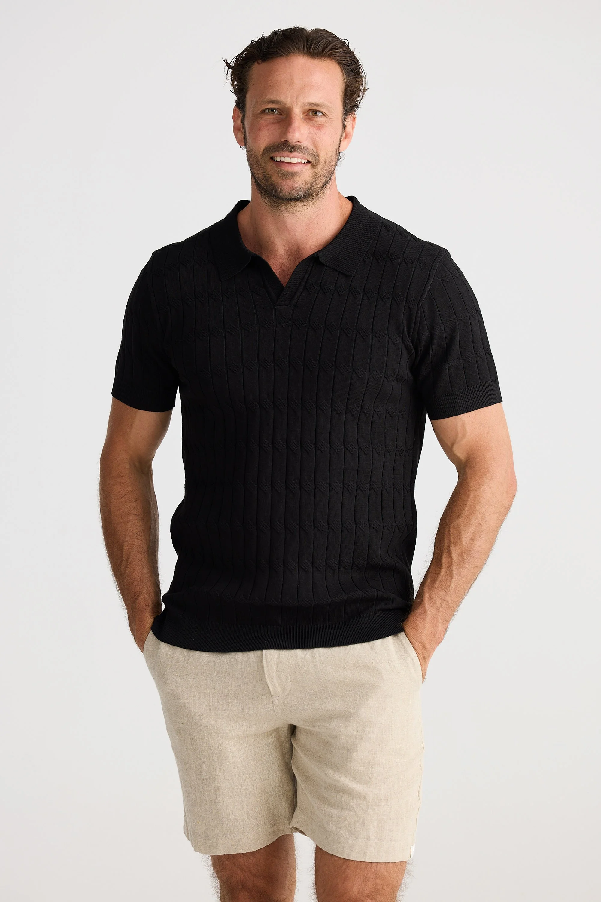 Fossick-Flynn-Knit-Polo-Black-CottonWool