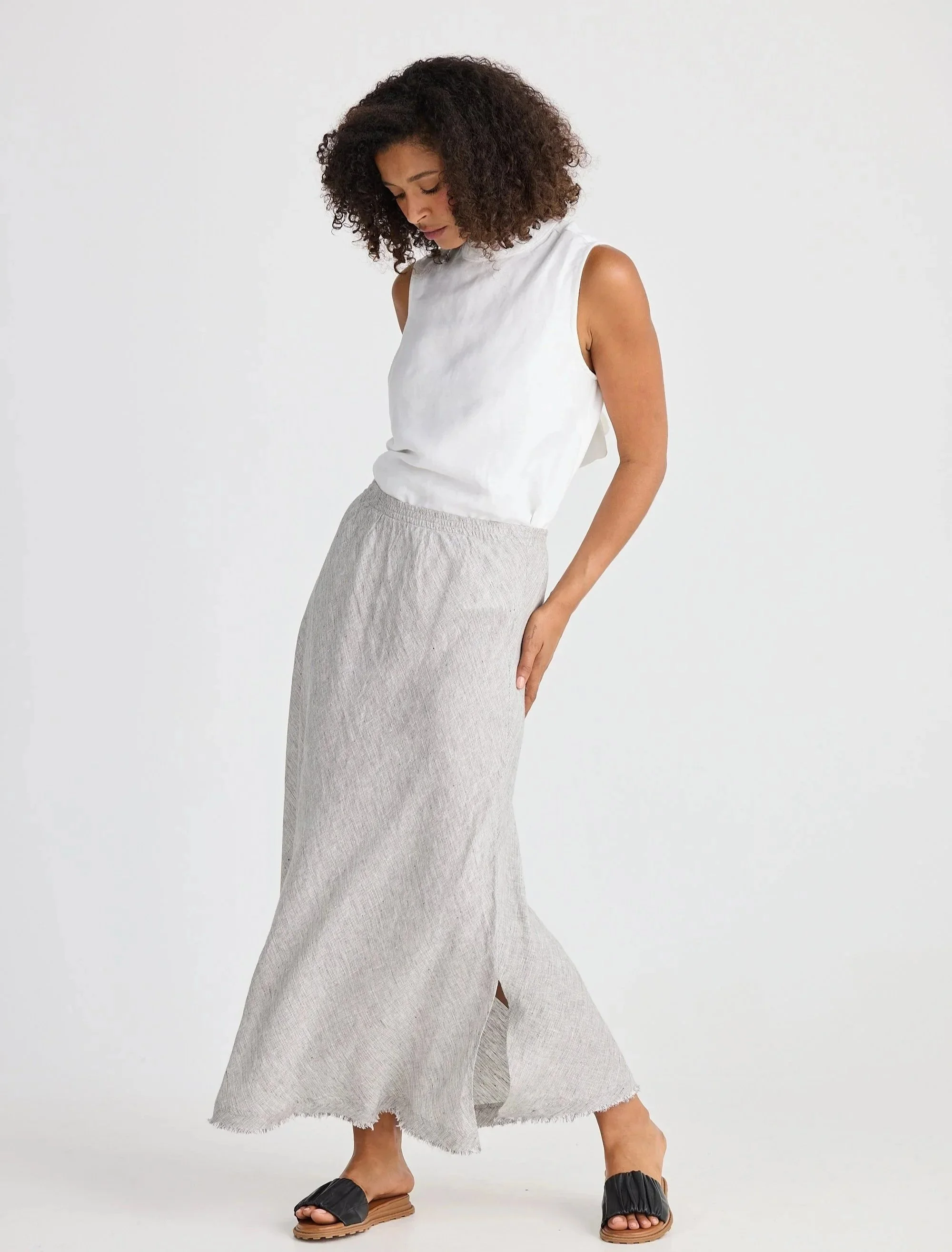 Shanty-Sicily-Linen-Skirt-Charcoal-Fleck-CottonWool