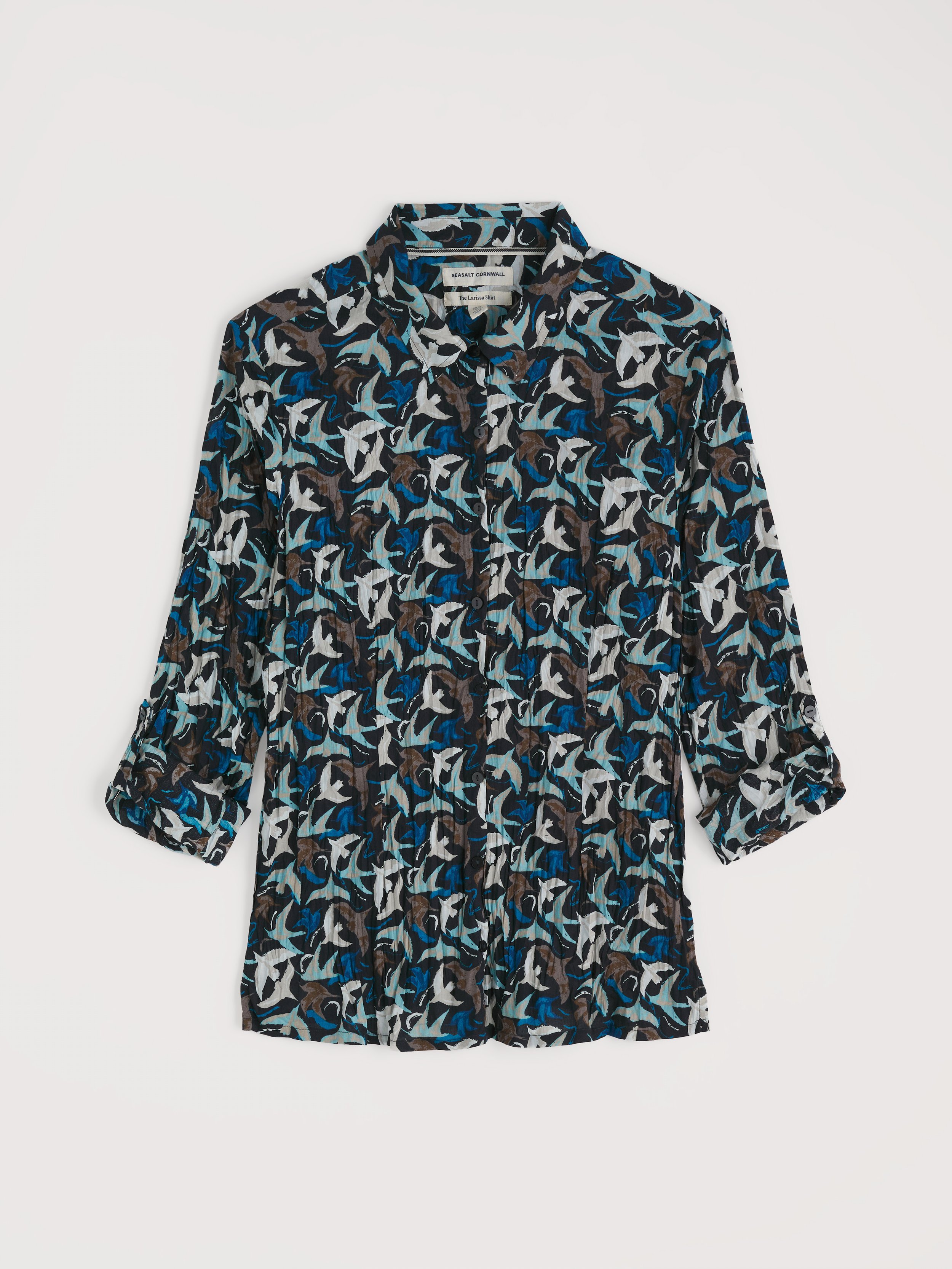 Seasalt-Larissa Shirt - Swooping Birds Onyx - CottonWool (2).jpg