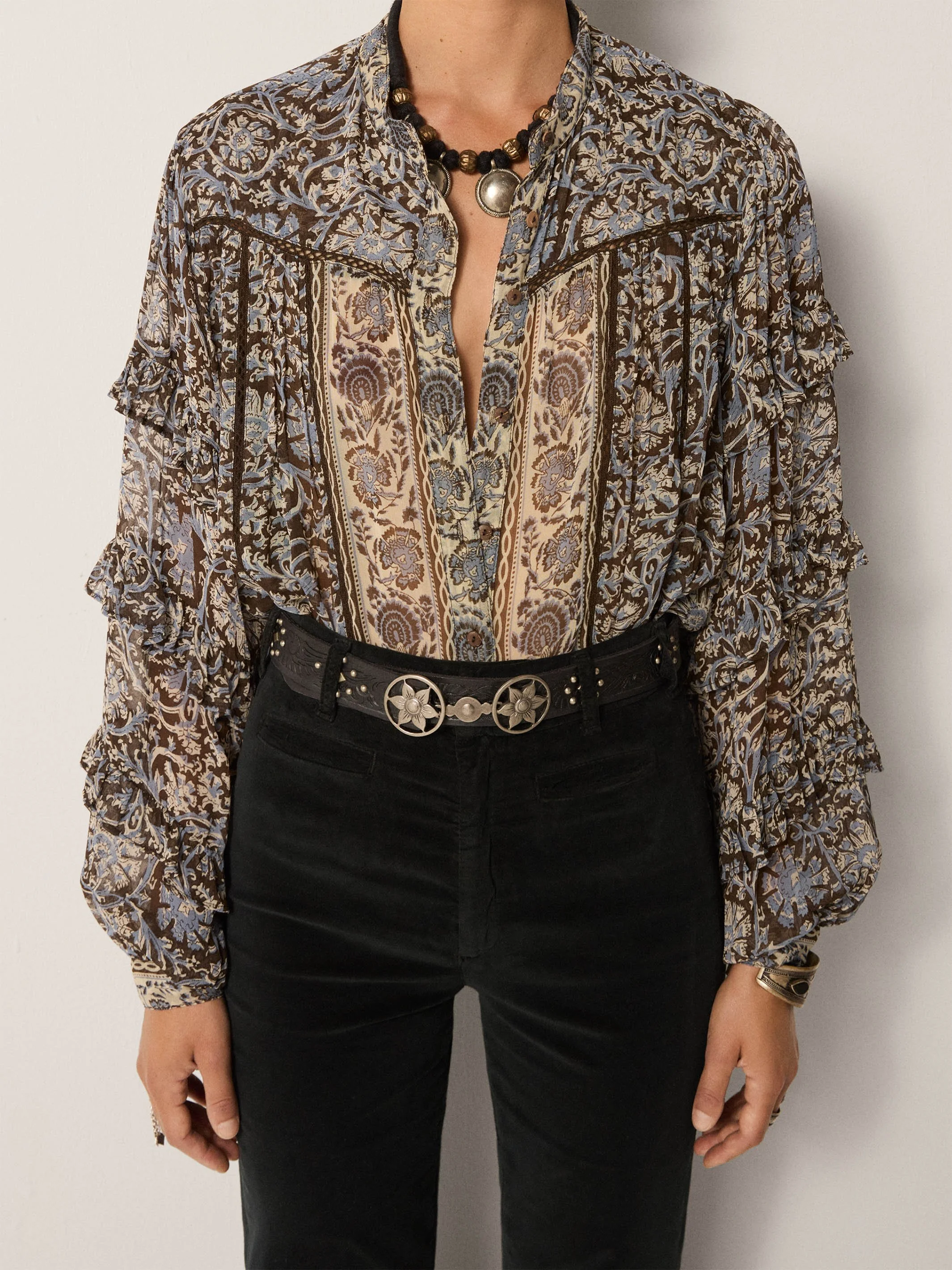 MAISON HOTEL - Camilla-Blouse-Blue-Note-CottonWool