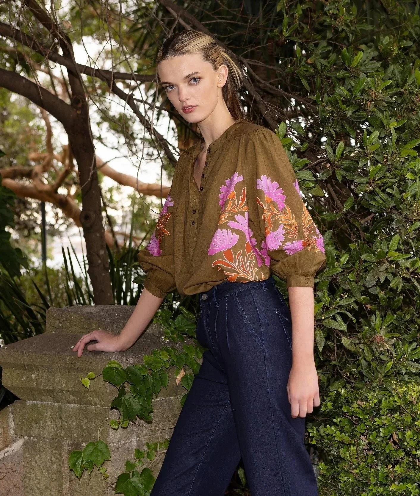 Lola-Australia-Jane-Shirt-Veronika-Olive-CottonWool