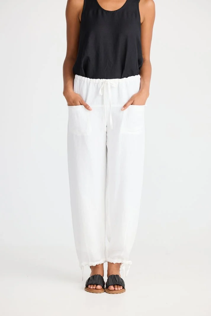 Shanty Amazon Drawstring Linen Pants White