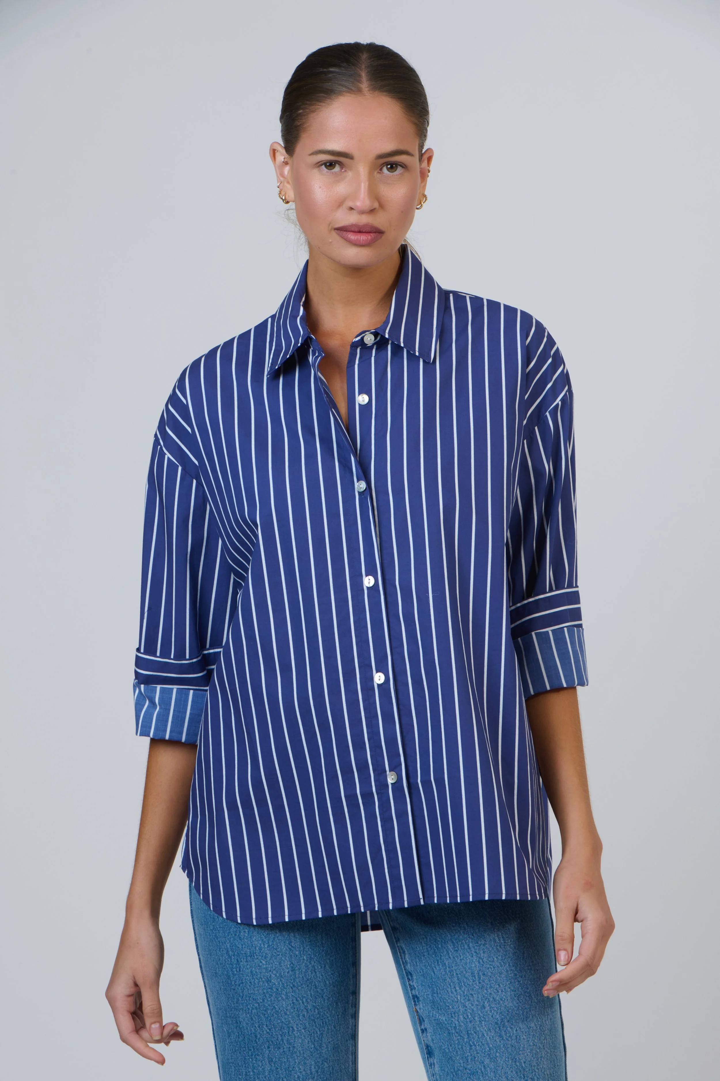 Enveloppe Boyfriend Shirt Marine-CottonWool