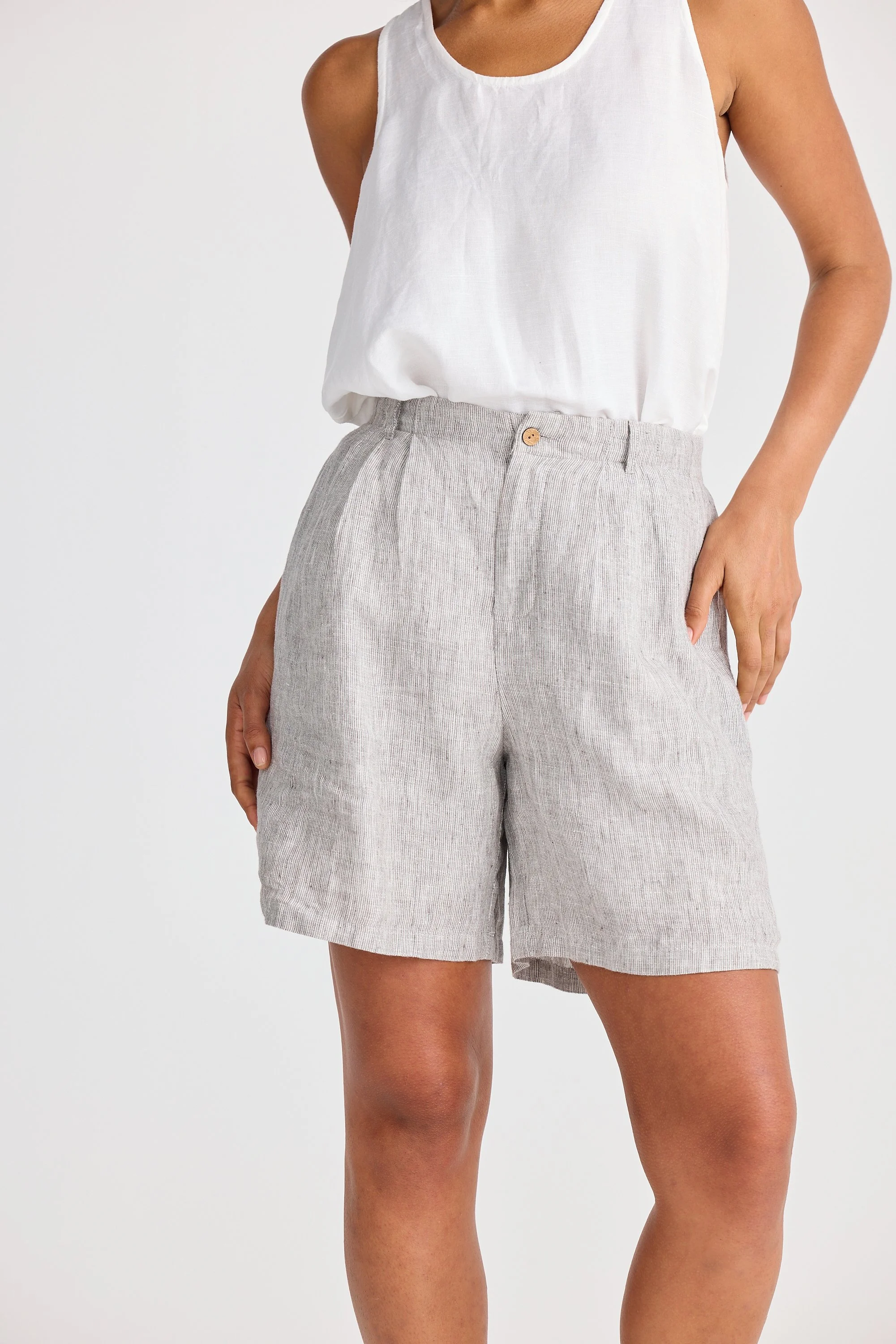 Shanty-Mandalay-Linen-Shorts-Charcoal-Fleck-CottonWool
