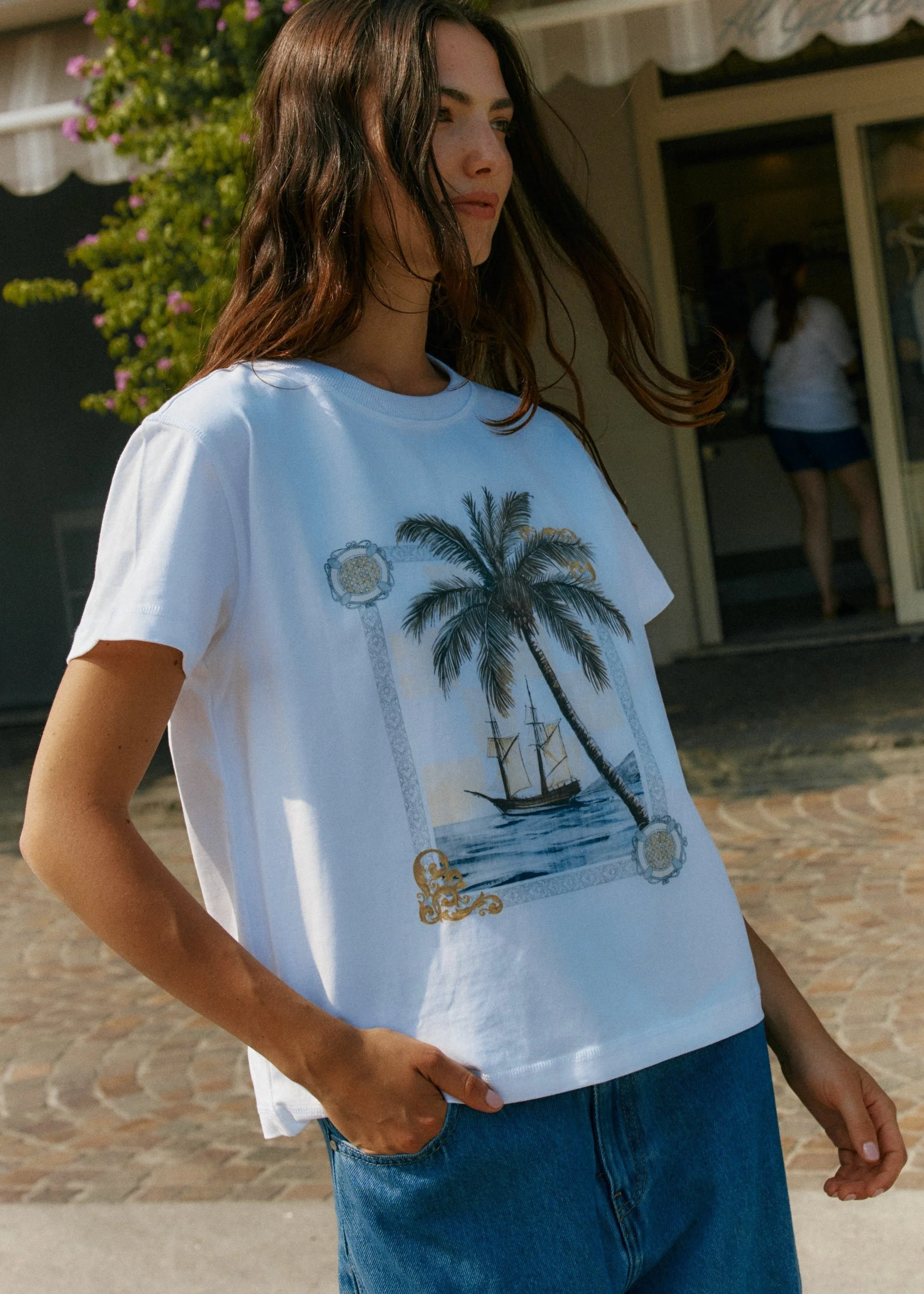 Sass Ray Tee Palm Print