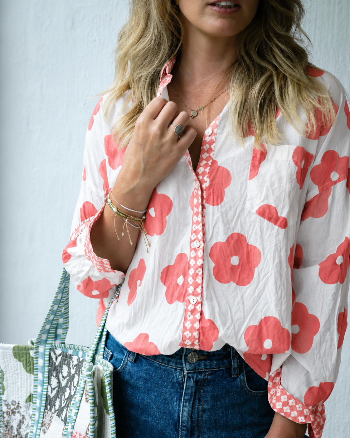 Mandalay-Designs-Poppy-Flowers-Shirt-Coral-CottonWool