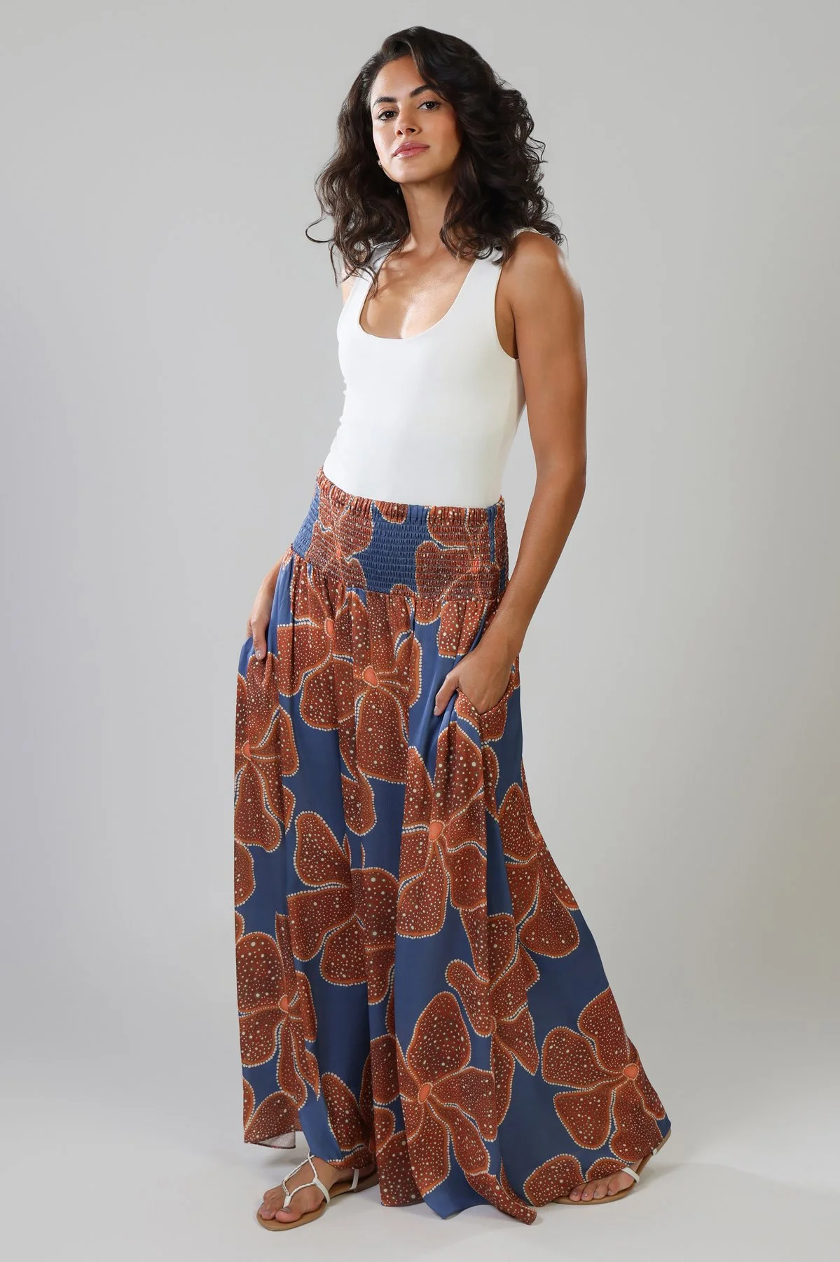 Traffic People Aurora Wide Leg Pants Full Bloom Blue