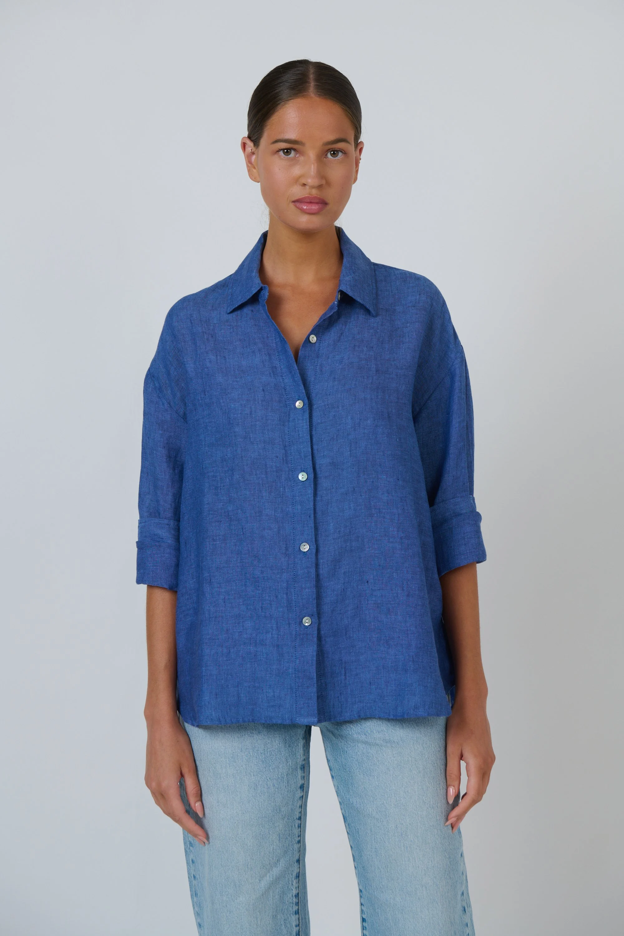 Enveloppe Boyfriend Linen Shirt Indigo