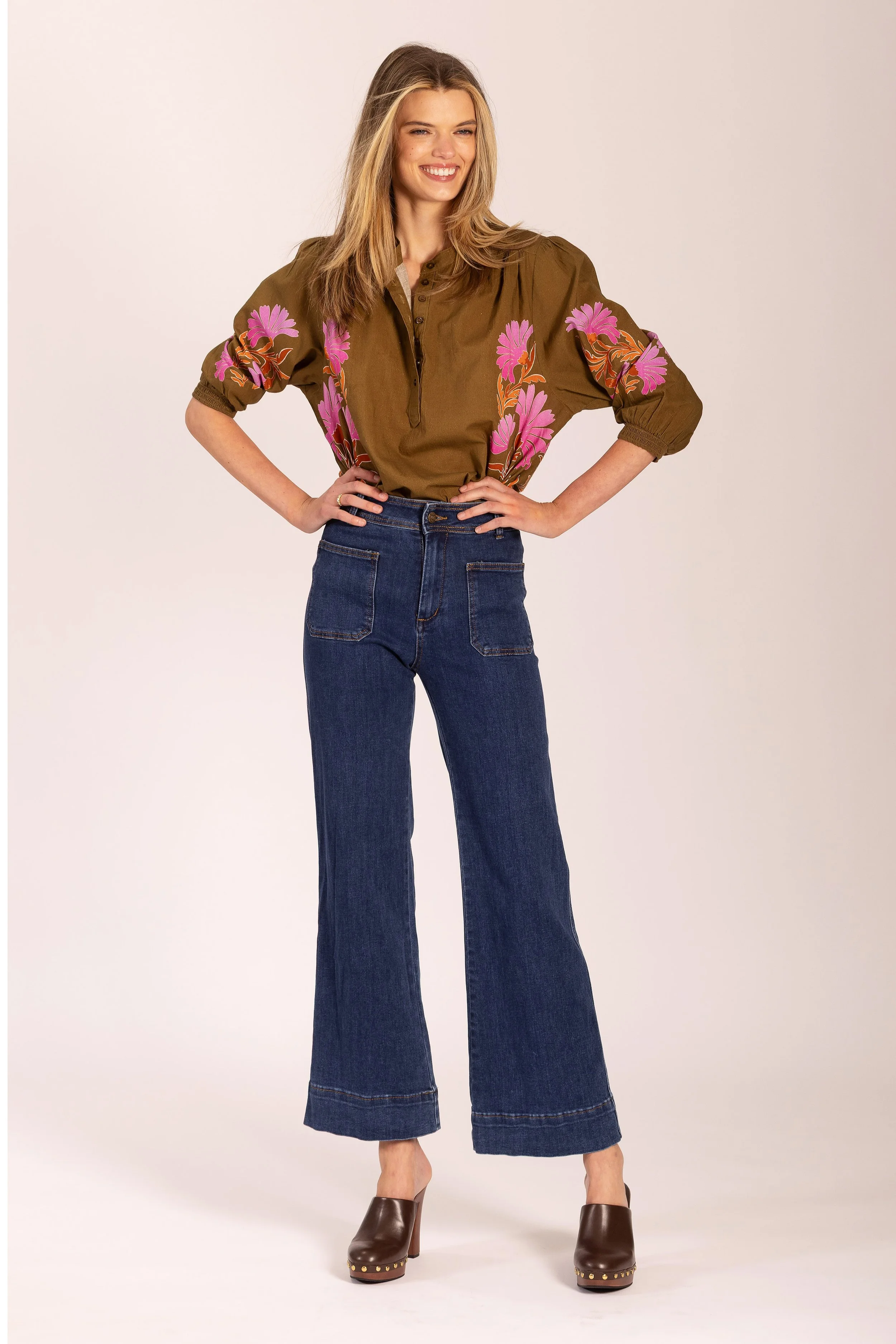 Lola-Australia-C147SB JANE SHIRT VERONIKA OLIVE-CottonWool (1).jpg
