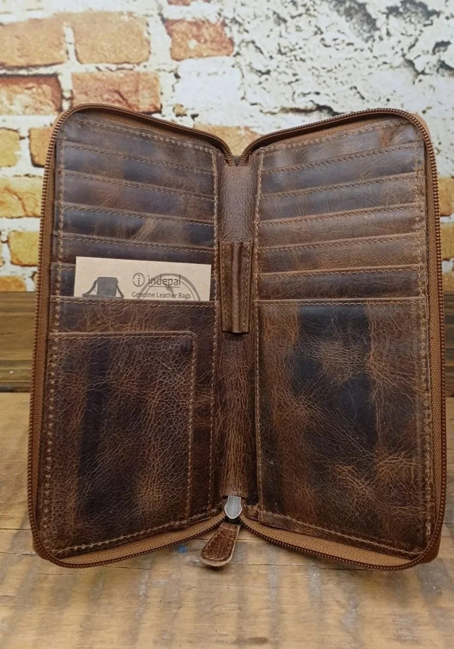 Indepal-Leather-Travel-Wallet-Dusty-Antique-CottonWool