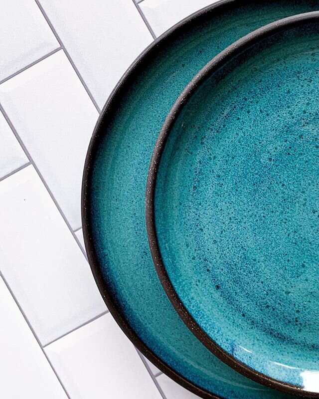 gray days deserves bright sky blue plates! .
.
.
.
.
#ceramics #pottery #handmade #wheelthrown #design  #madeinbrooklyn #newyork #clay #functional #tableware #madeofclay #keramics #wabisabi #settingthetable #handcraft #inmystudiotoday #contemporaryce