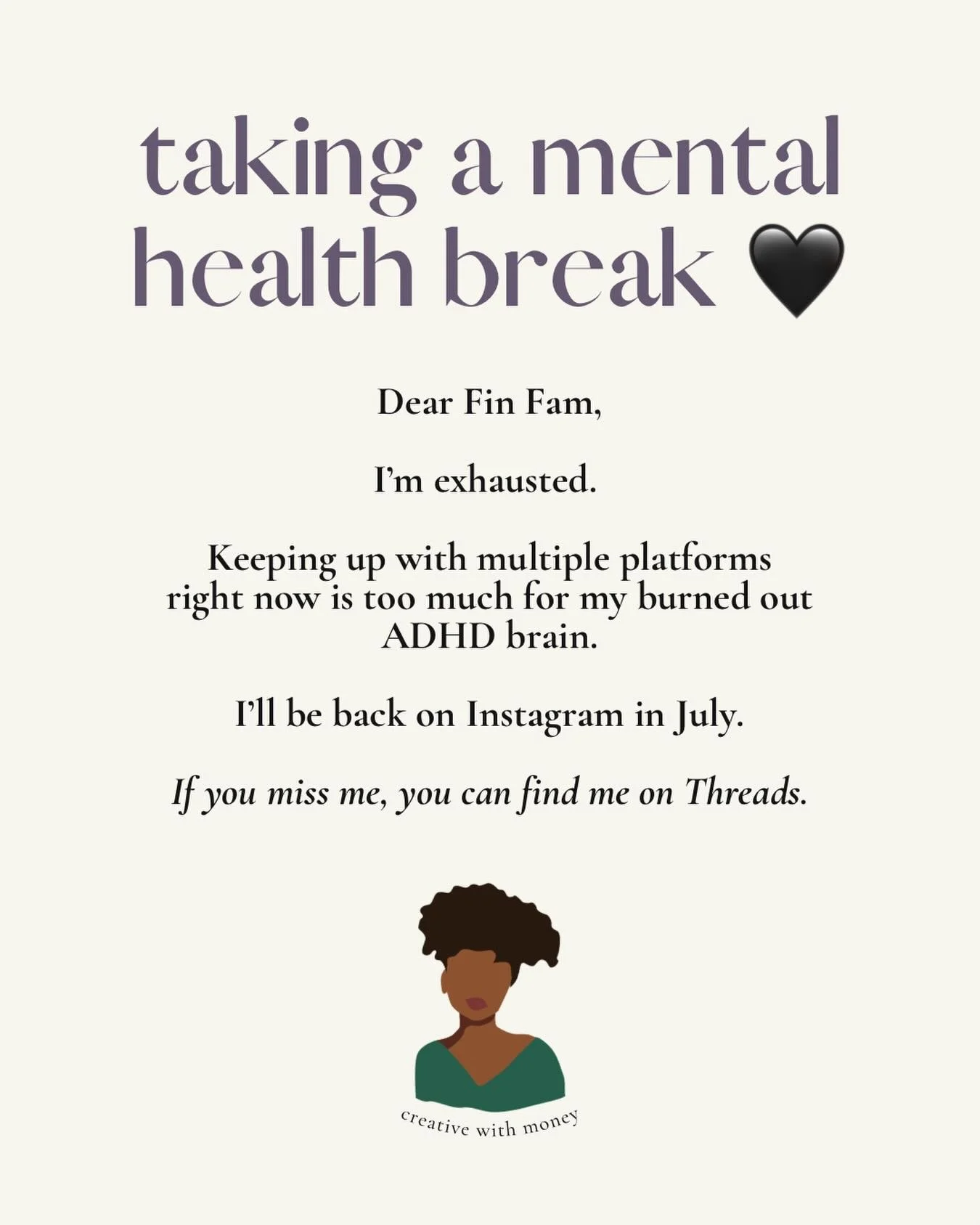 Creating content is something I love to do, but right now, if it&rsquo;s not JUST words, my brain is screaming no because I&rsquo;m so creatively tired. 

I&rsquo;m doing a theatre show, I&rsquo;m rebuilding my business from scratch, and I&rsquo;m wr