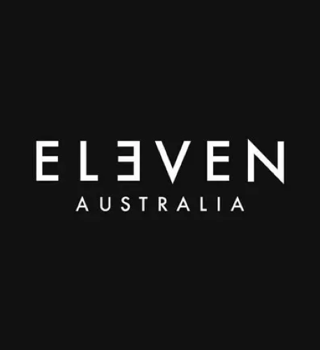 The image features a black background with the word 'ELEVEN AUSTRALIA' written in white, minimalist font at the center.