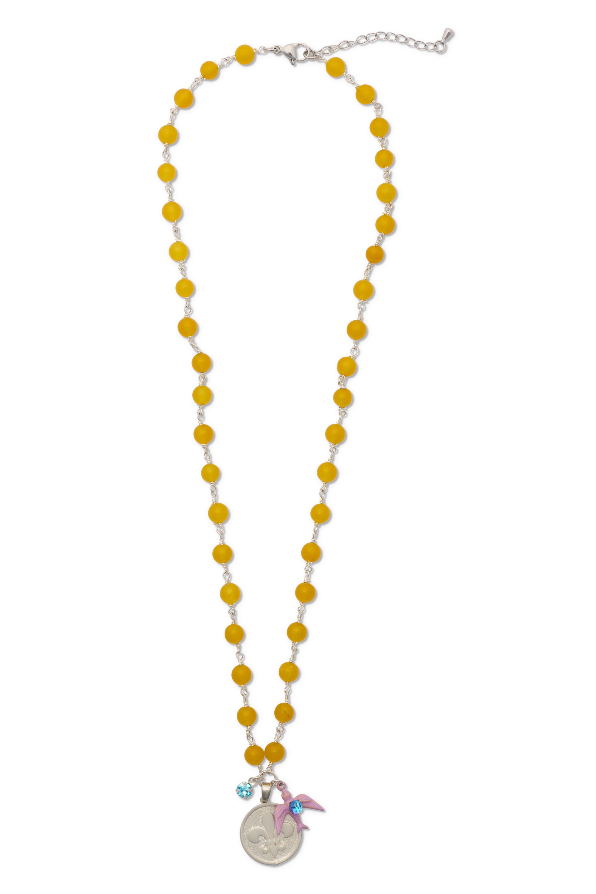 Yellow Beaded Necklace, silver.jpg