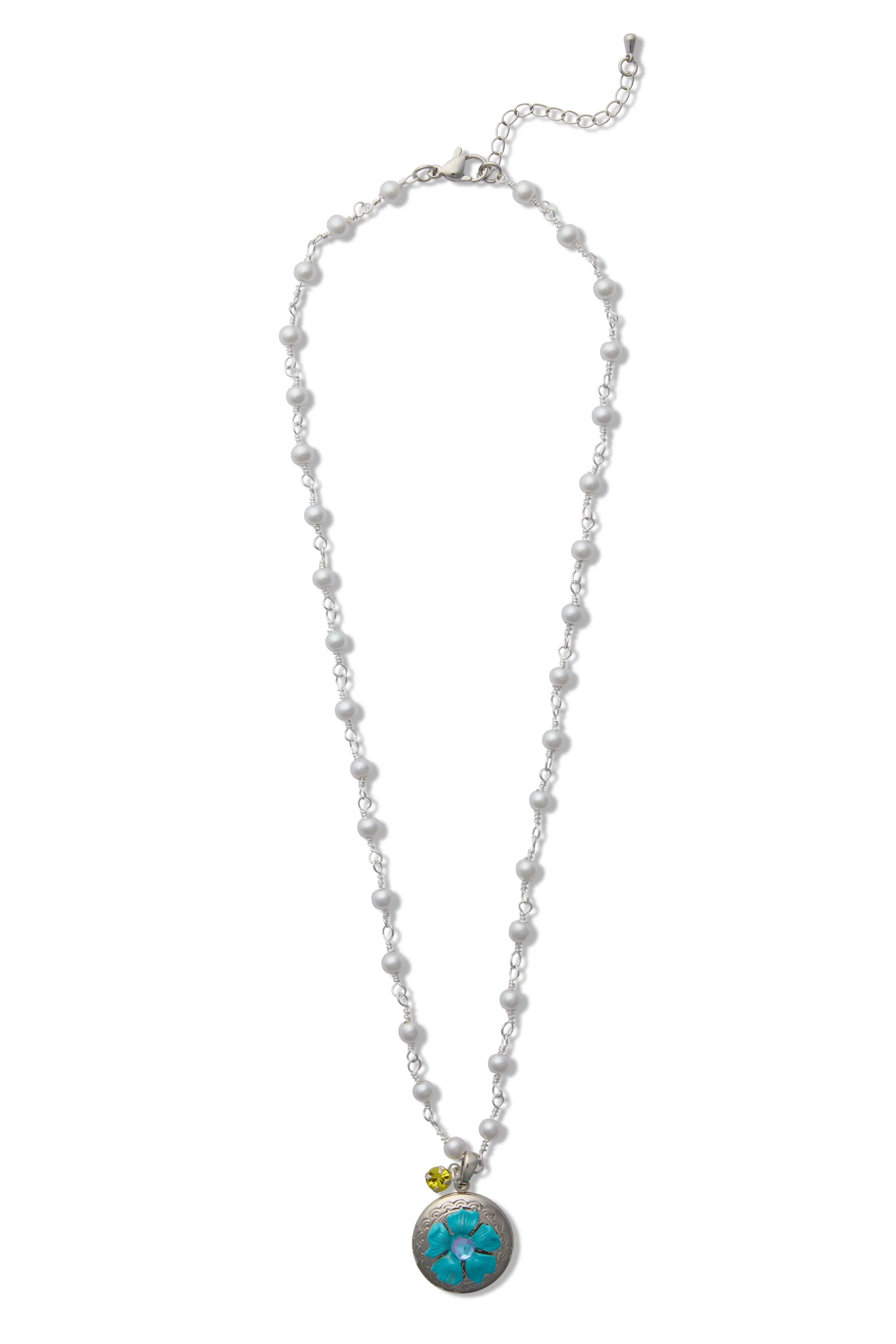 Pearl Locket Necklace, Turquoise, silver.jpg