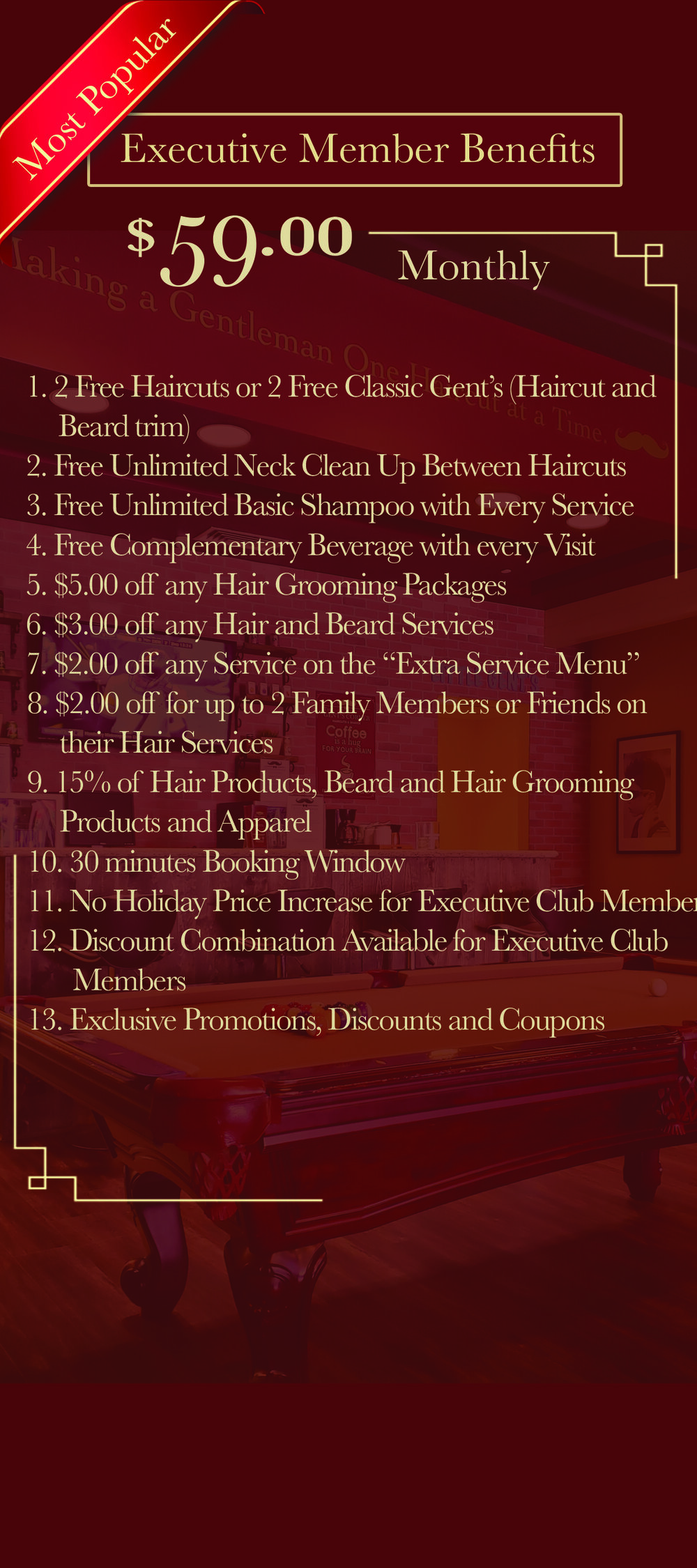 Executive Membership (Monthly) — The Gents Corner Hair Cuts and Shave