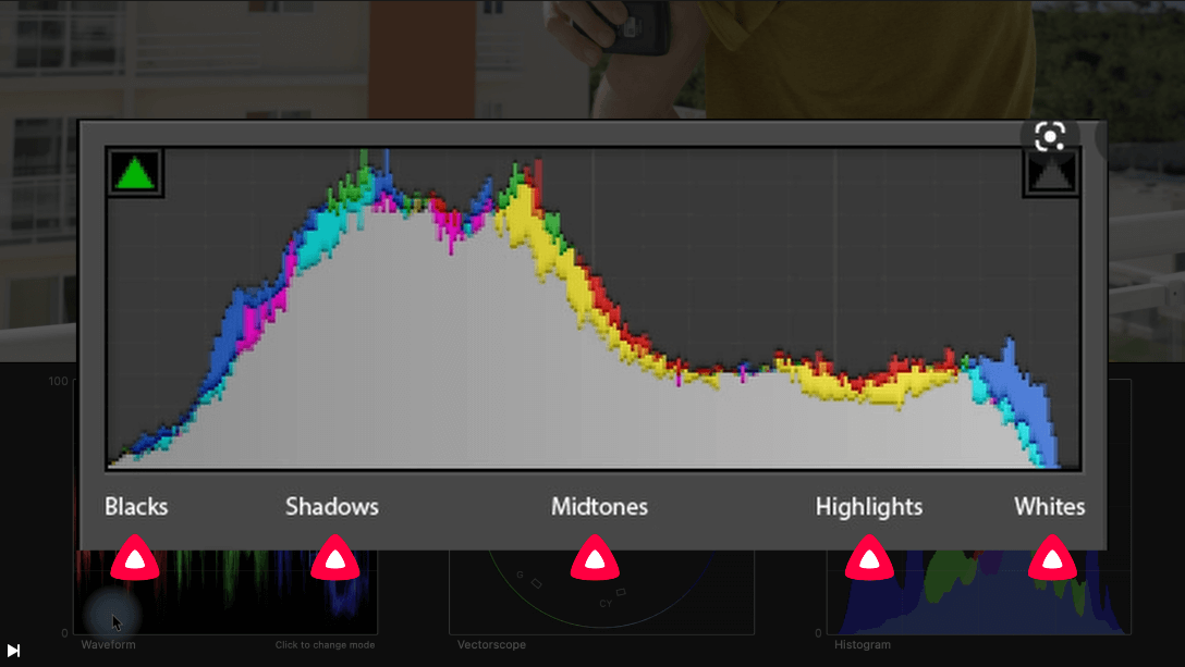 cinema grade color grading interface histogram shadows midtones highlights cinema grade color grading interface histogram shadows midtones highlights