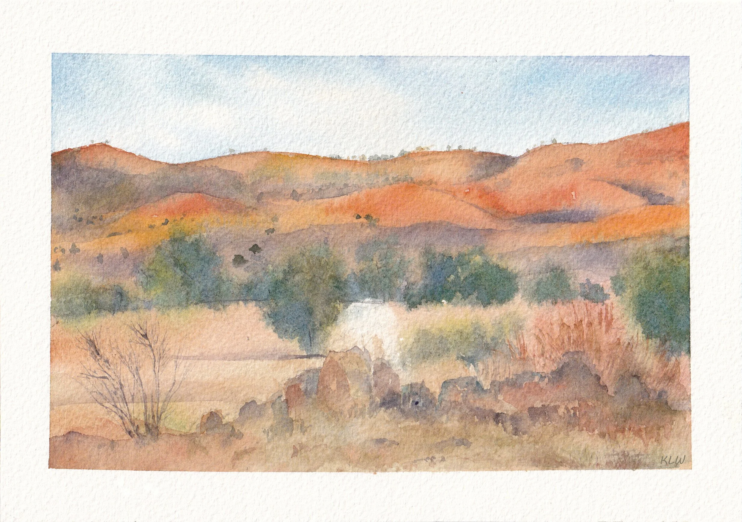 Rural New South Wales hills, 2025, watercolour