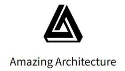 Logo with a black geometric triangle and the text 'Amazing Architecture'