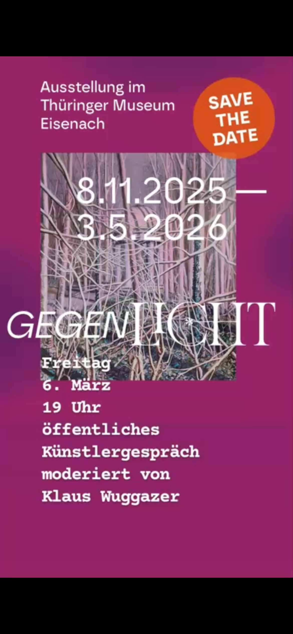 GEGENLICHT. KÜNSTLERGESPRÄCH AM 6. MÄRZ 2026, 19:00 UHR, STADTSCHLOSS EISENACH