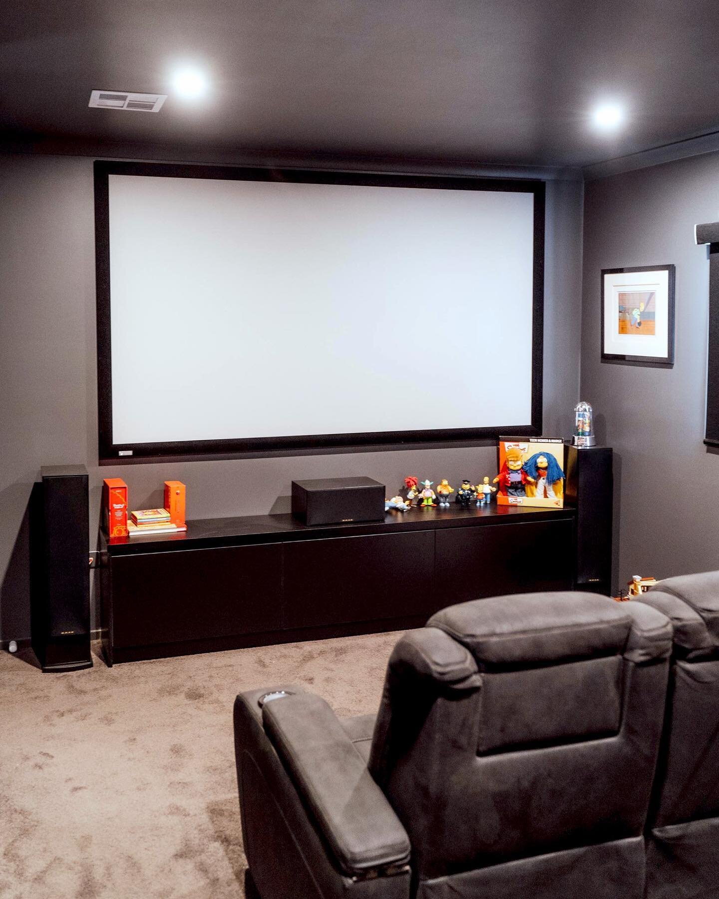 What would be the first movie you&rsquo;d watch in this cinema room? 🍿
-
We recently added some extra storage in this home cinema, which included some draws to hold BluRay DVD&rsquo;s, and shelves to hold valuable memorabilia. 
-
Need more storage i