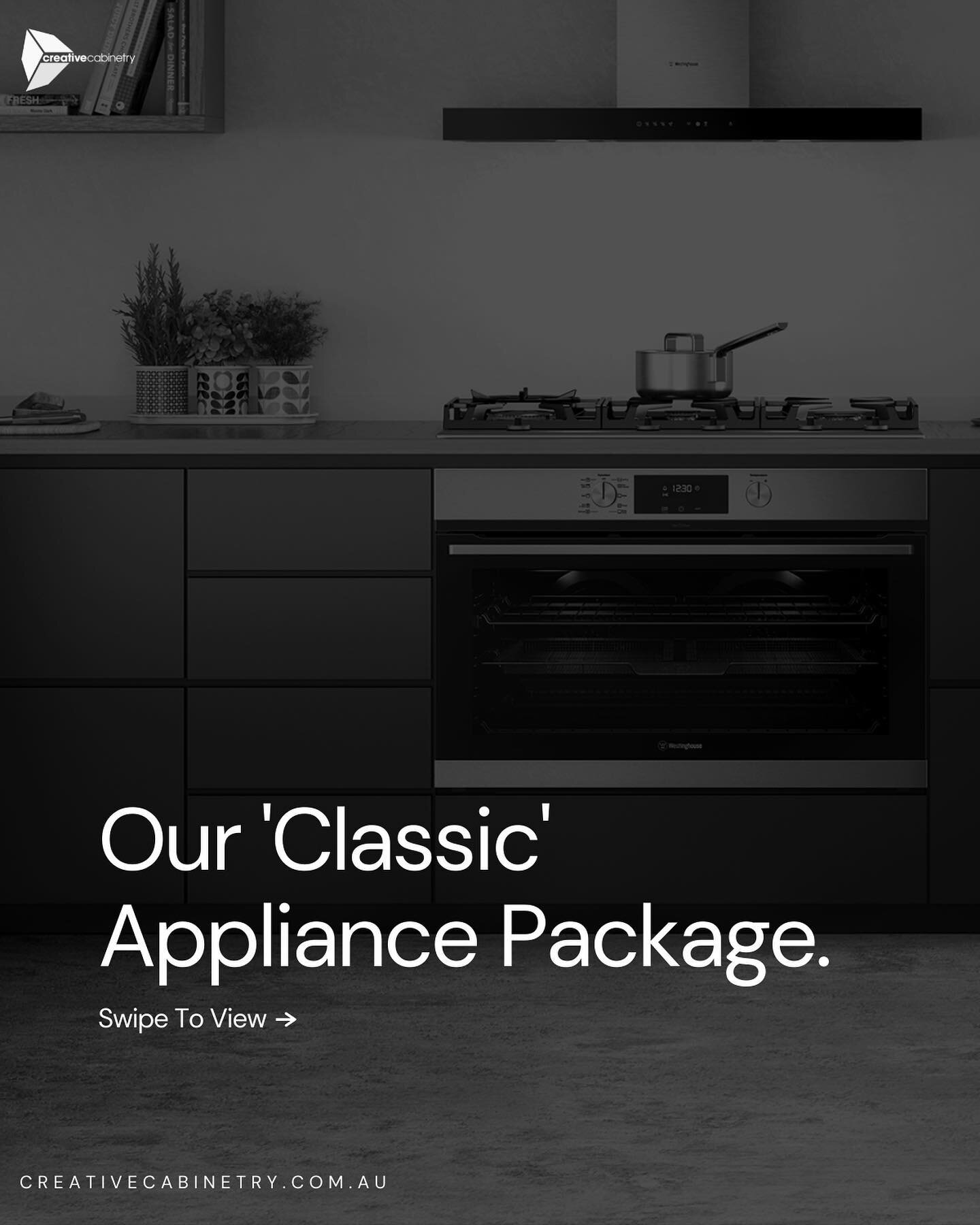Our &lsquo;Classic&rsquo; Appliance Package SWIPE >>>>
-
The Classic Range is our latest appliance package featuring options from @westinghouseappliancesau &amp; @omegaappliances_aus, it ensures your kitchen is stylish and functional at a
