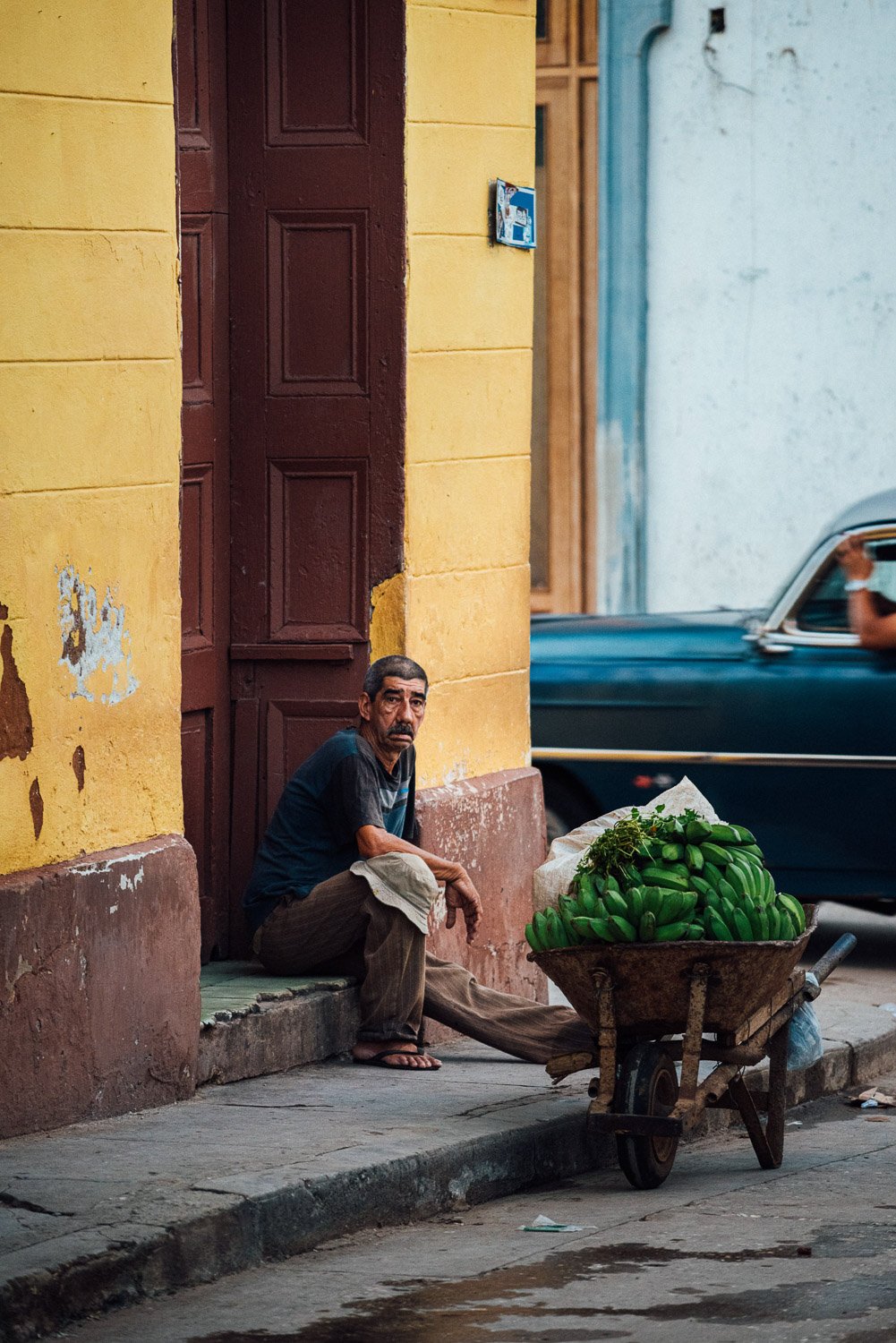 Man selling plantains in Cuba