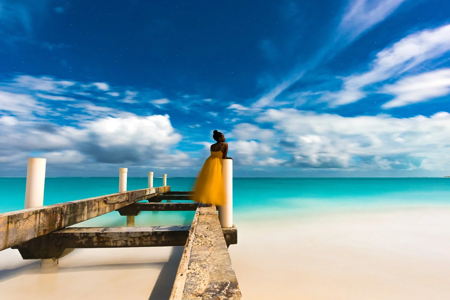 Self portrait - Full moon on Grace Bay Beach, Turks and Caicos
