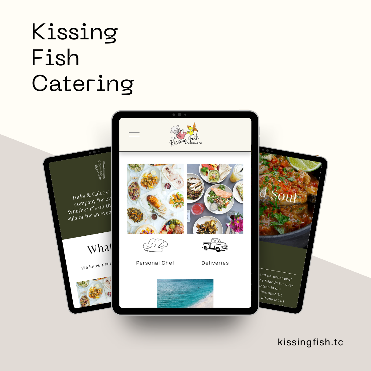 Catering company website designed and hosted on Squarespace