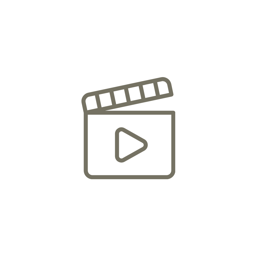 Icon of a movie clapperboard and a video play button.