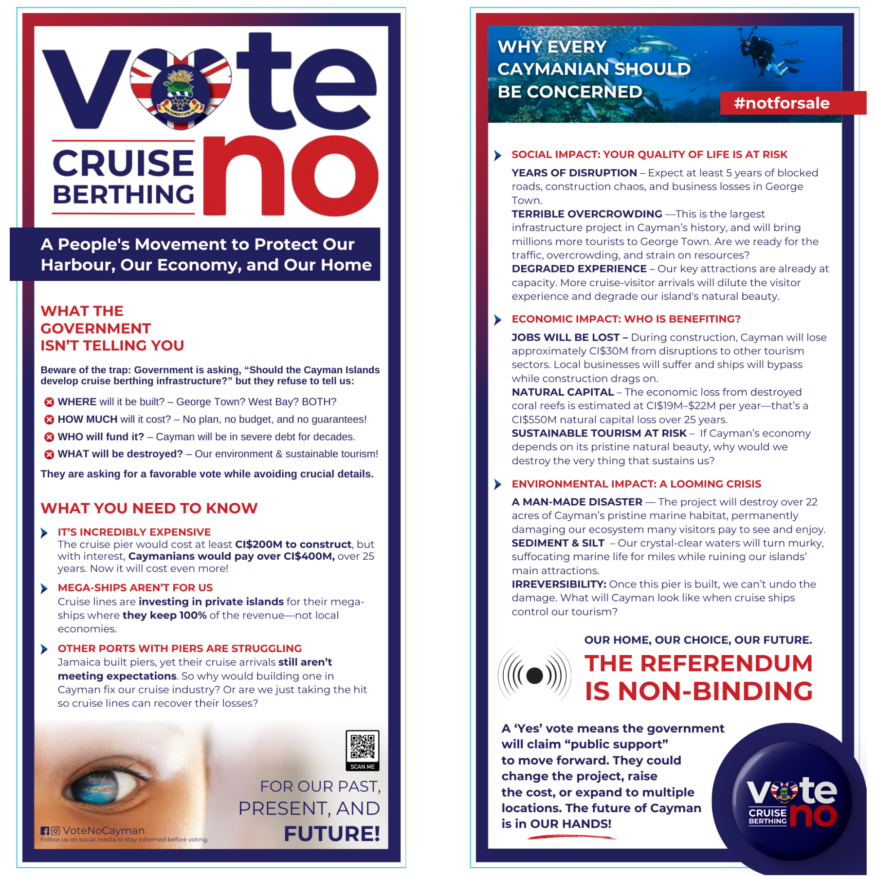 Two-sided informational rack card created for a public advocacy campaign. Design uses clear visual hierarchy, bold campaign branding, and structured typography to present information in an easy-to-scan format.