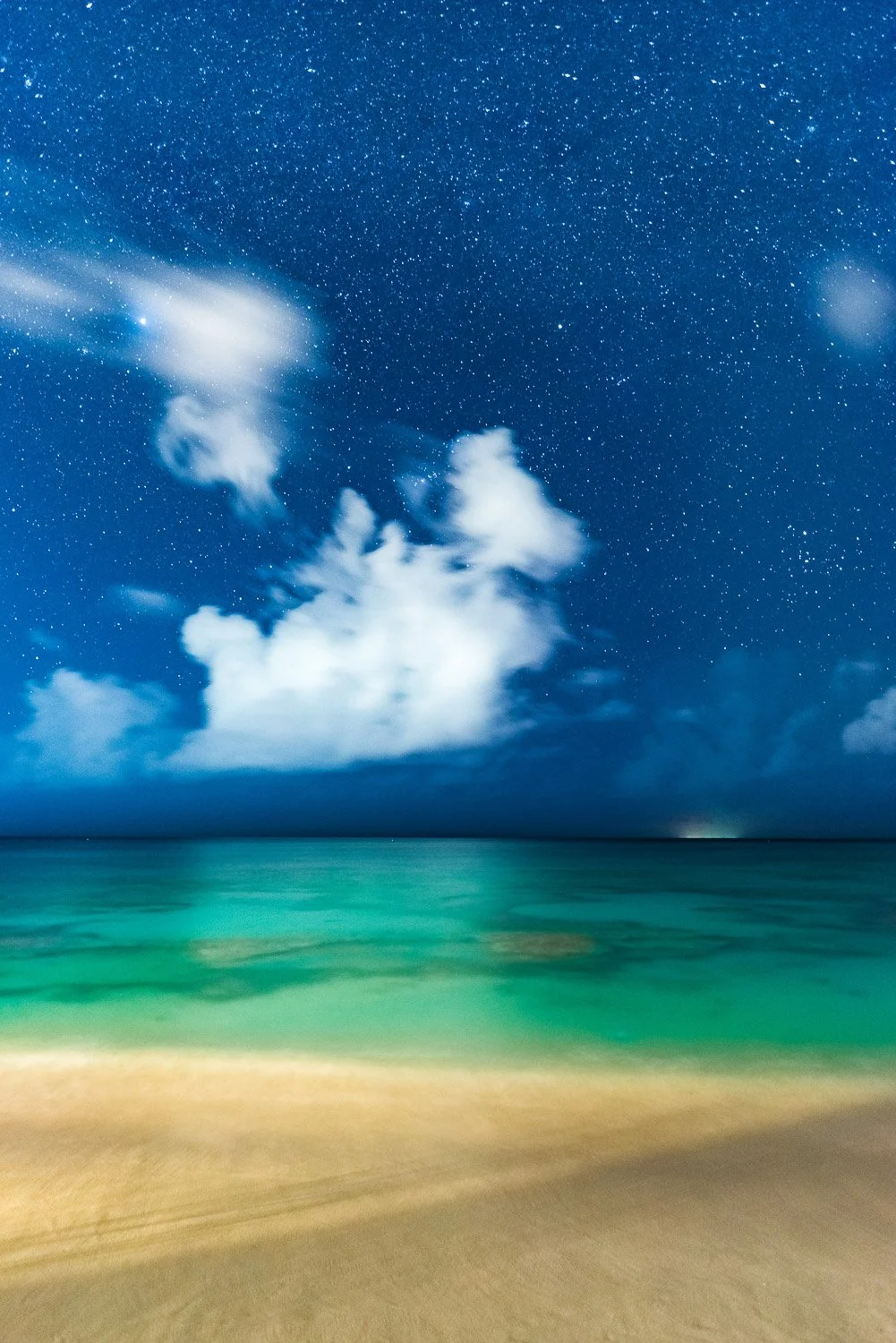 Stargazing on the Caribbean beach at night