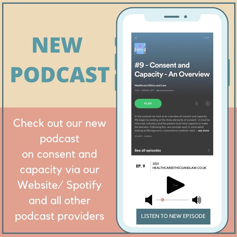 I hope everyone is having a great weekend! This week we&rsquo;ve released our latest podcast on Consent and Capacity. In this podcast we look through the key elements on consent, Montgomery v Lanarkshire and look at the Mental Capacity Act 2005 in de