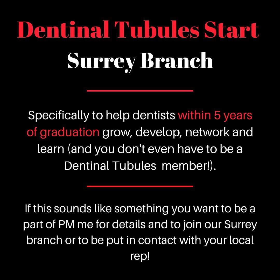 Really thrilled to be part of such a great initiative and to be leading the Surrey branch of Tubules Start for the upcoming year. We&rsquo;ve already been planning to bring dentists within 5 years of qualification talks, opportunities to network with