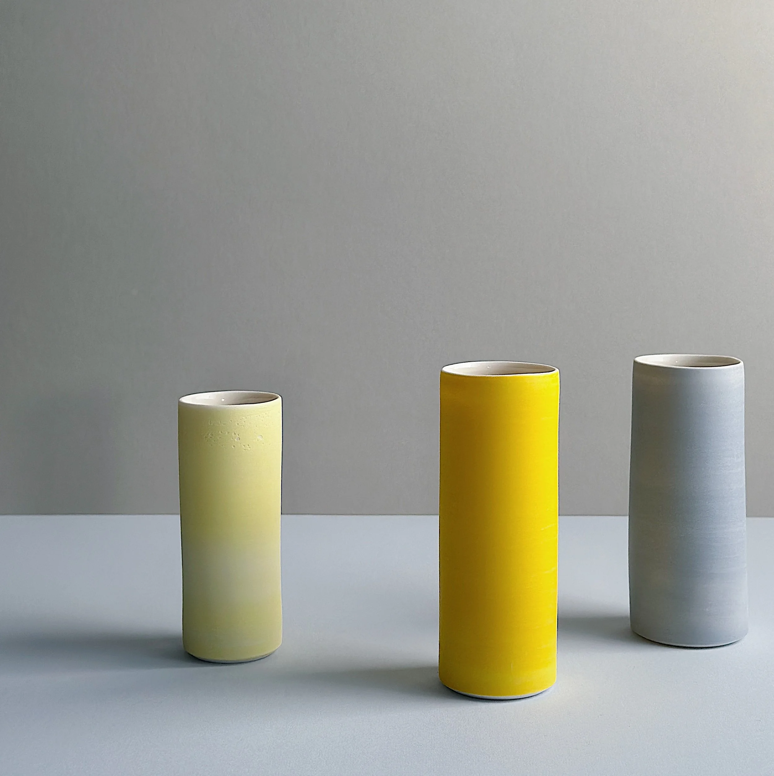 Porcelain Cylinder Vase Set No.1 (Pink) — By The Line Pottery