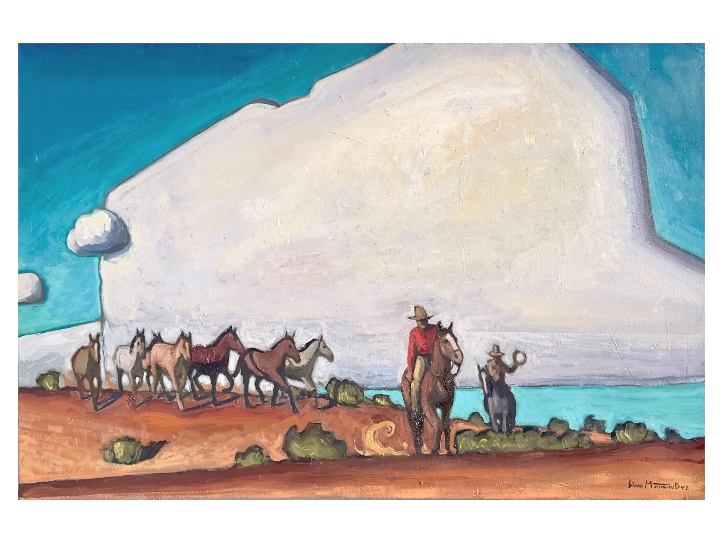 "Pushing ponies" Oil 24 x 36" SOLD