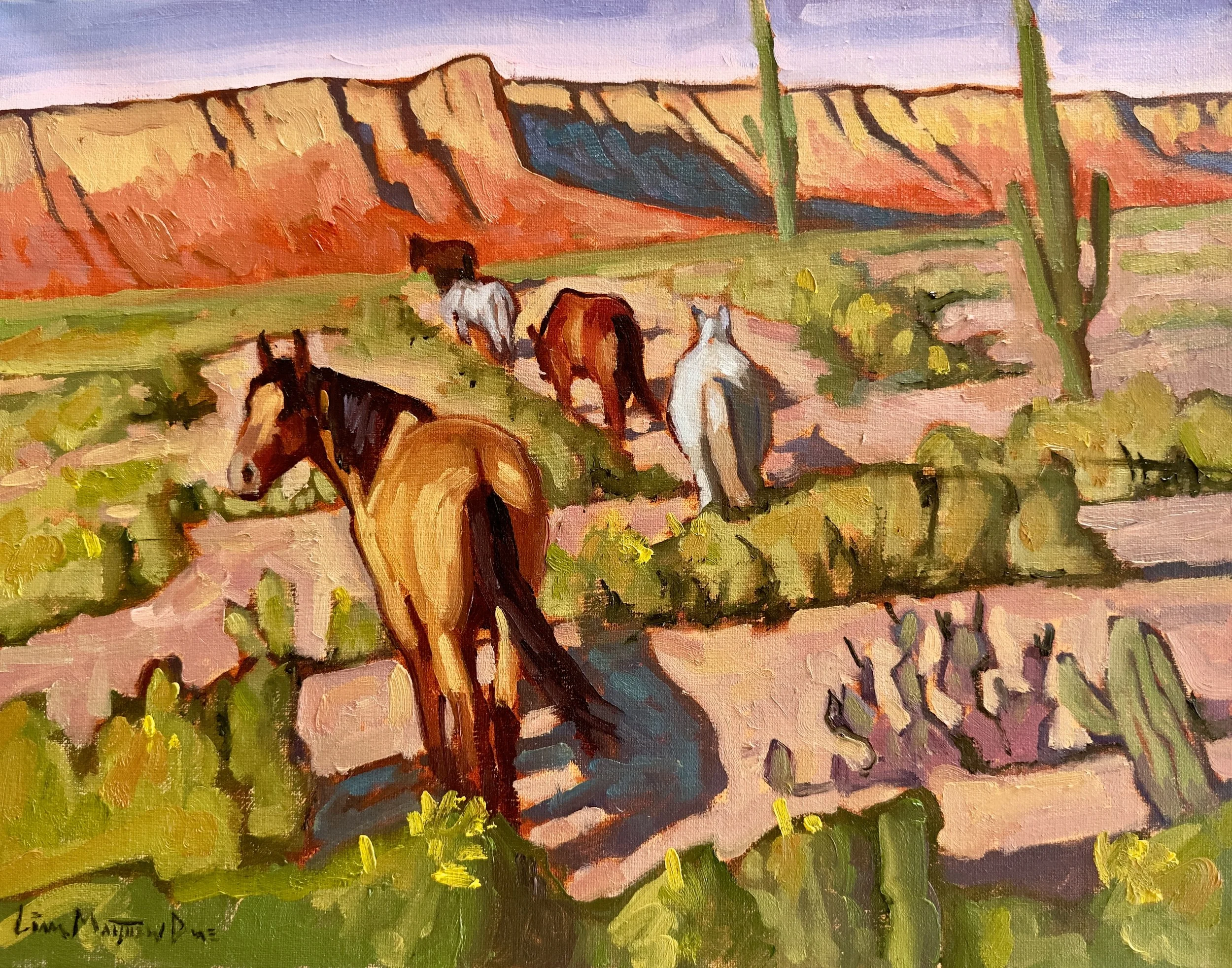 "The Slowly Going Away  of the Salt River Horse" Oil 11 x 14"