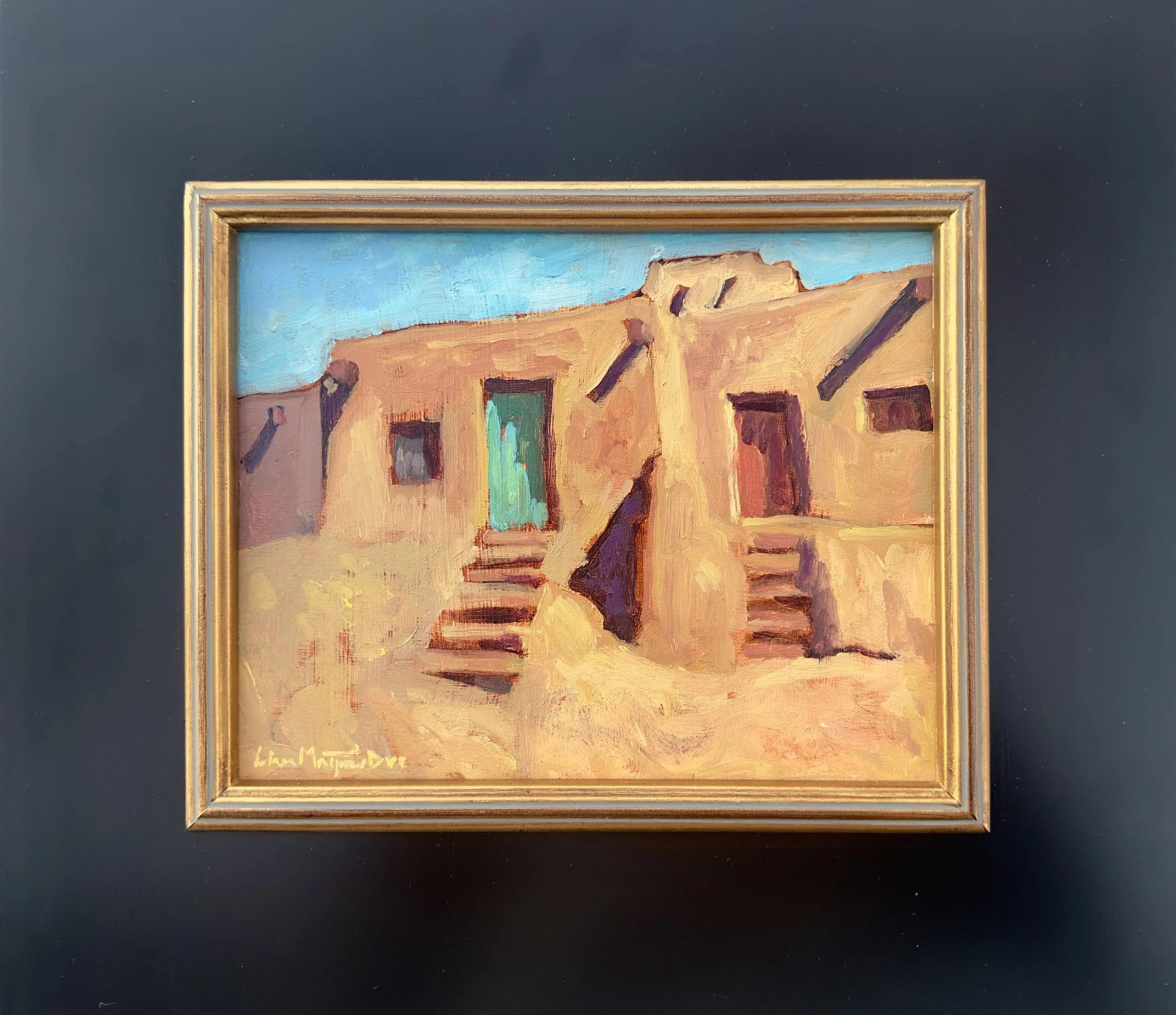 "Turquoise door" Oil 8 x 10" wood board