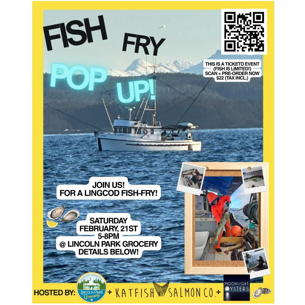 Feb 21st, Lingcod Fish Fry Pop-up at Lincoln Park Grocery