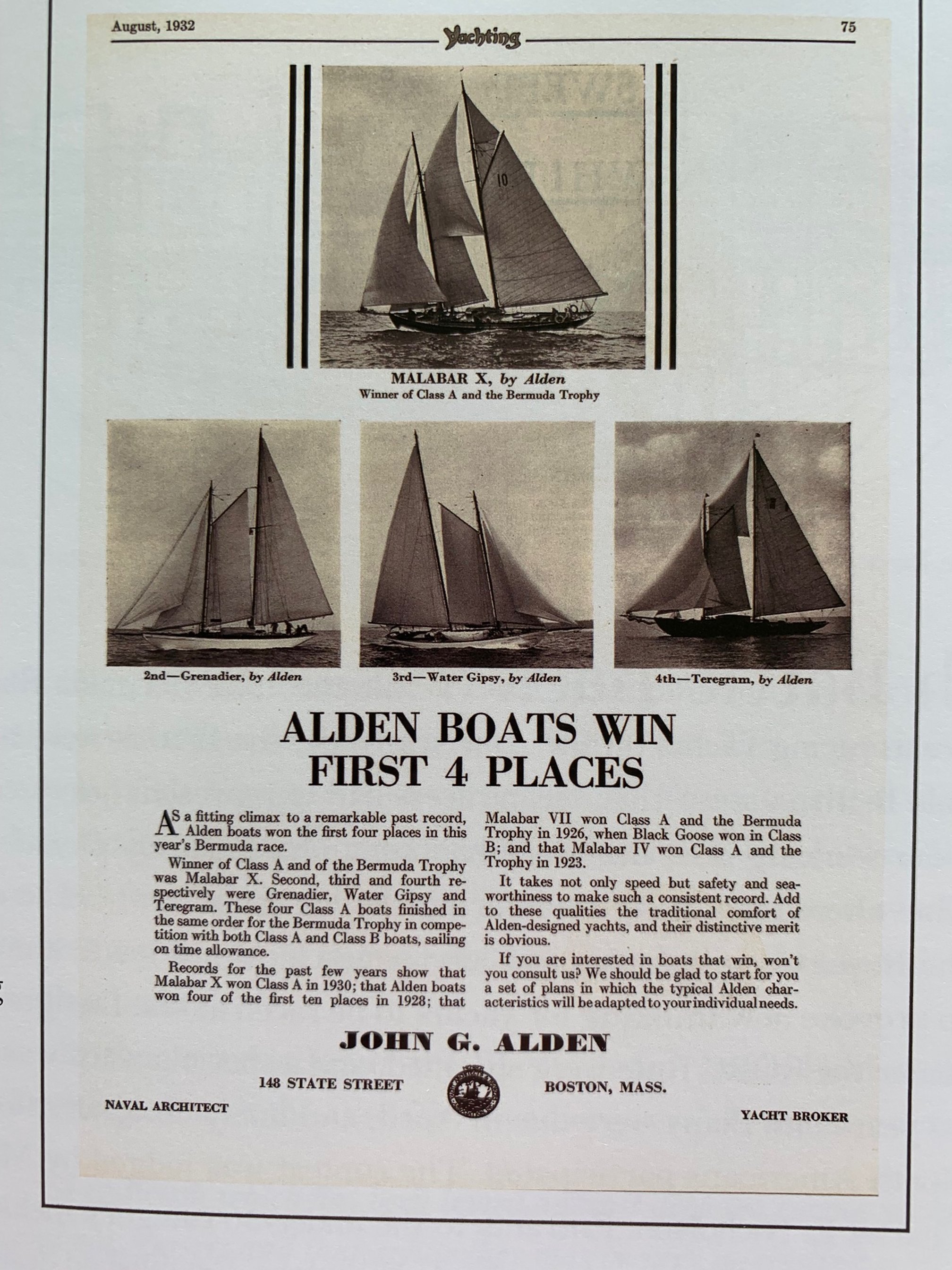 Alden's designs dominated the early history of the Bermuda Race.