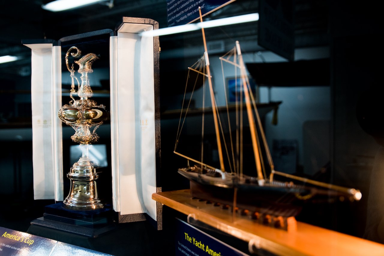 Herreshoff Marine Museum(HMM). Showing models of the original schooner- the yacht and the Cup that took its name