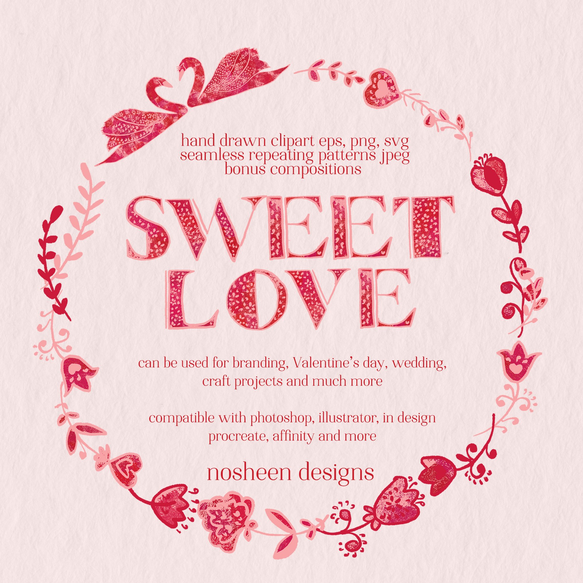 Sweet Love Christmas, Valentines, Wedding Pack, Party Invite Clipart Graphic Pack, png, svg, eps files
