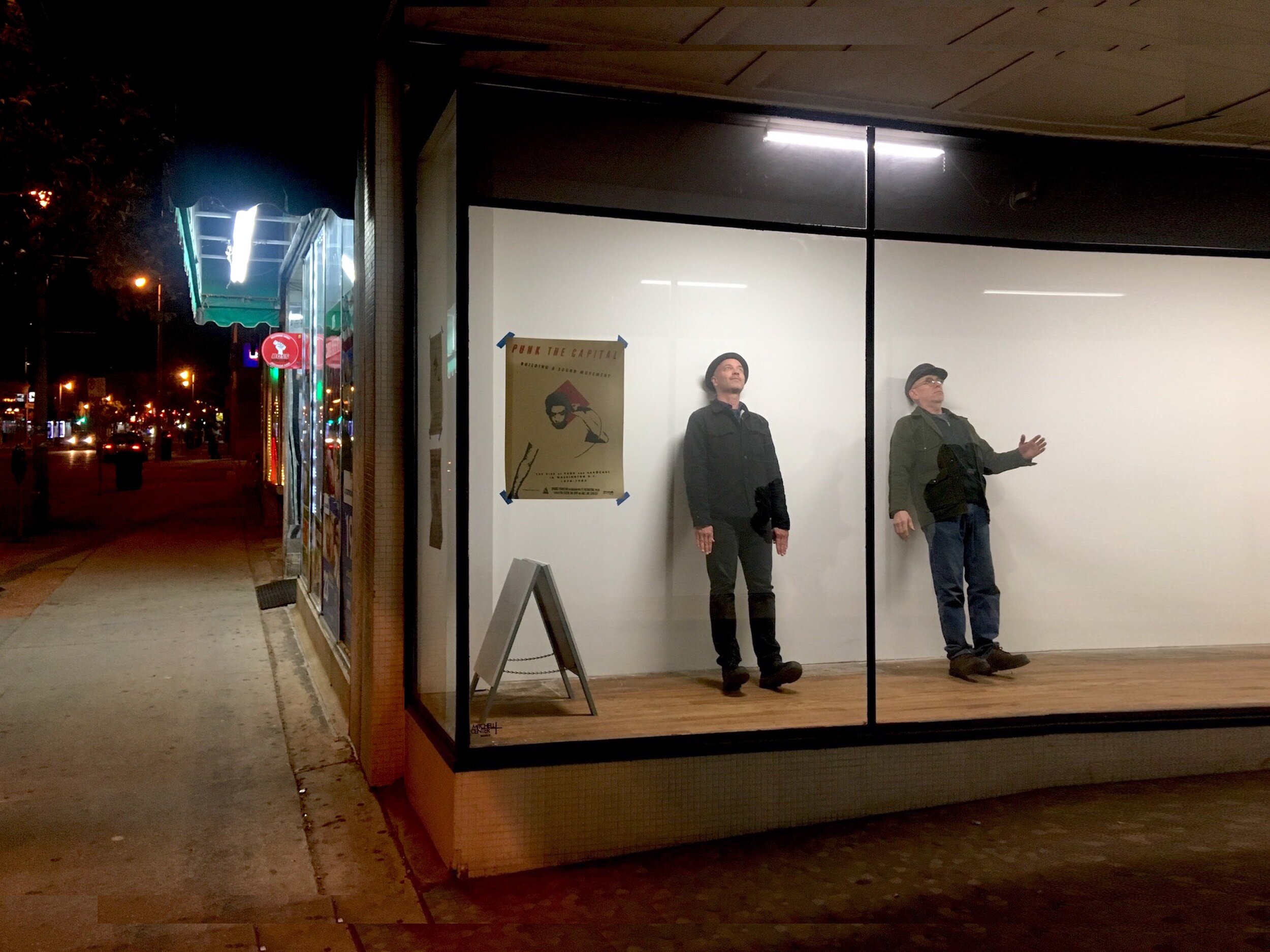  James June Schneider and Jeff Nelson in the window of The Real Tinsel in Milwaukee, October 2019.  