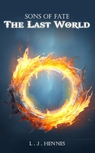 A ring of fire in the centre, burning brightly against a blueish background.