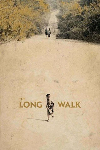The Long Walk movie poster. Long, dusty road, rural Laos, bushes and trees either side. Foreground: young Laotian boy runs towards viewer. A woman and older man follow in the background.