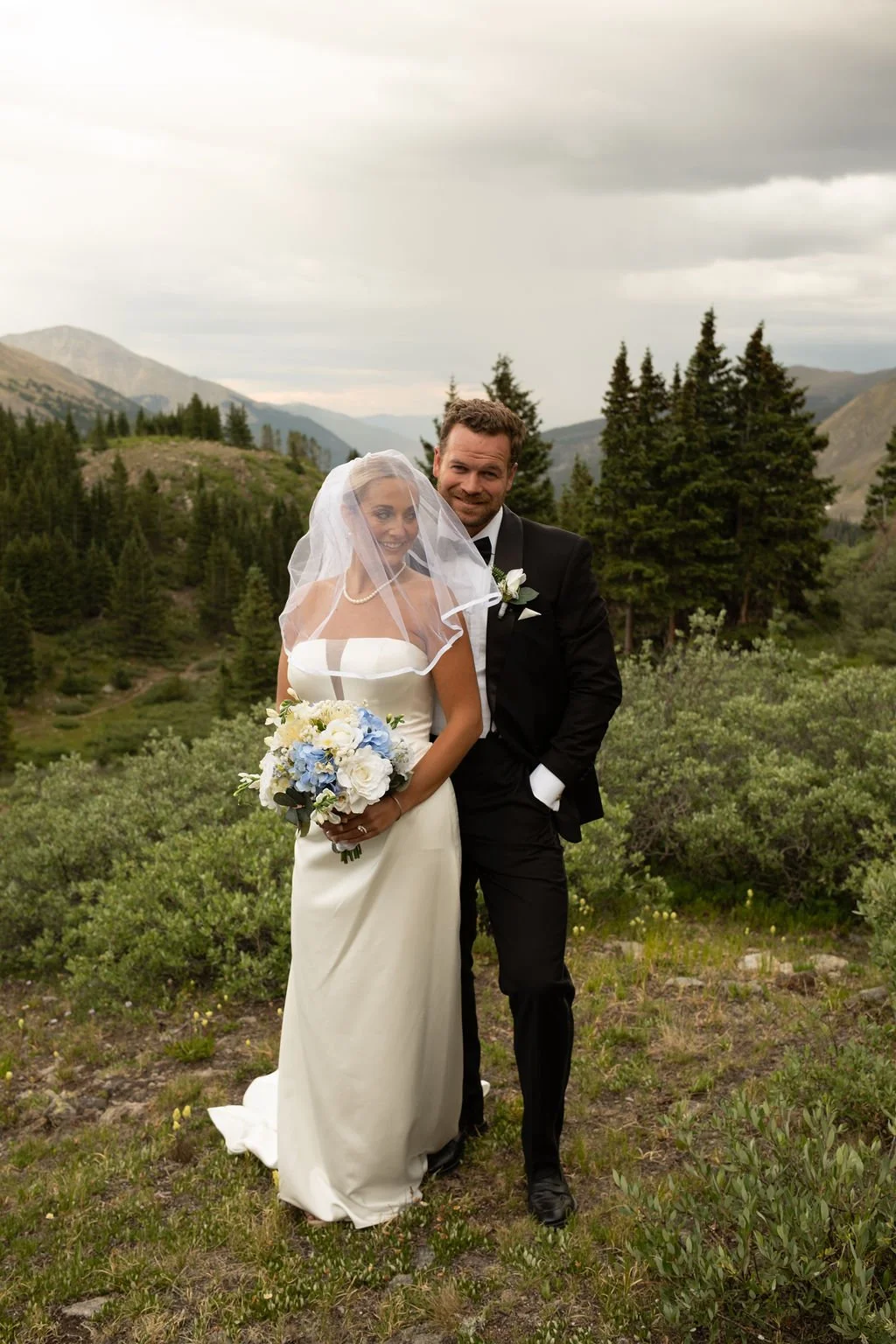 Mountain Wedding Bridal Portraits captured on film
