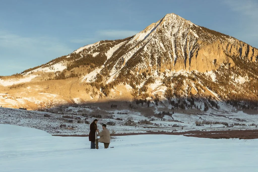Crested Butte surprise proposal at sunset, photographed by Chuck and Shiloh