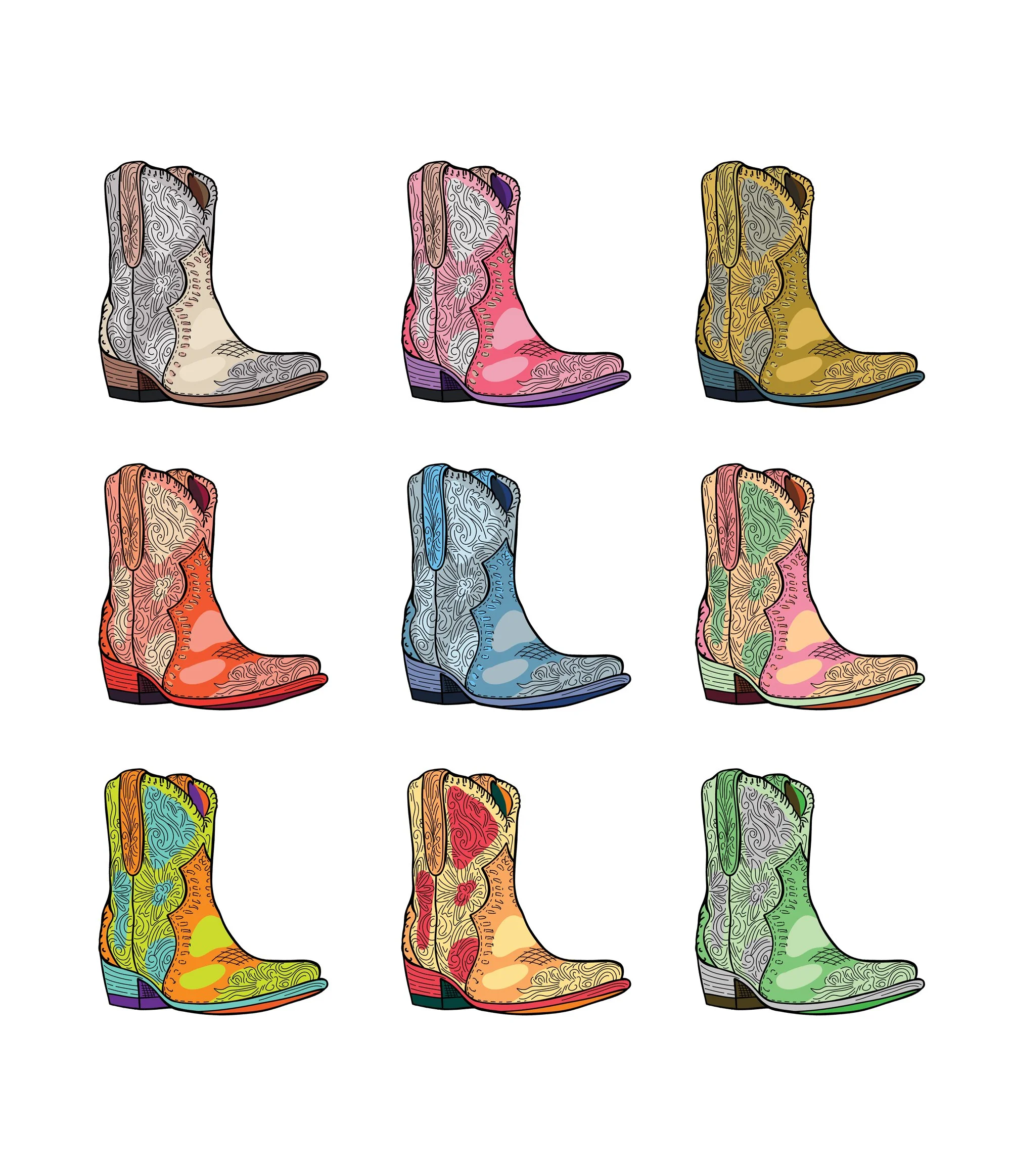Allans boots in Austin Texas cowgirl boot illustrations. 